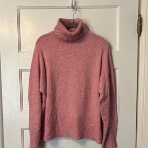 J Crew Women's Heather Pink Turtleneck Sweater